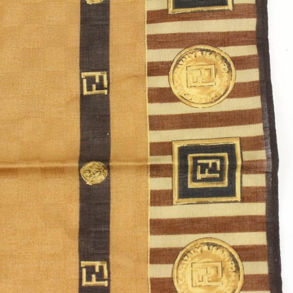 Fendi Brown x Black x Gold FF Zucca Logo Scarf 2f815a - Picture 10 of 12